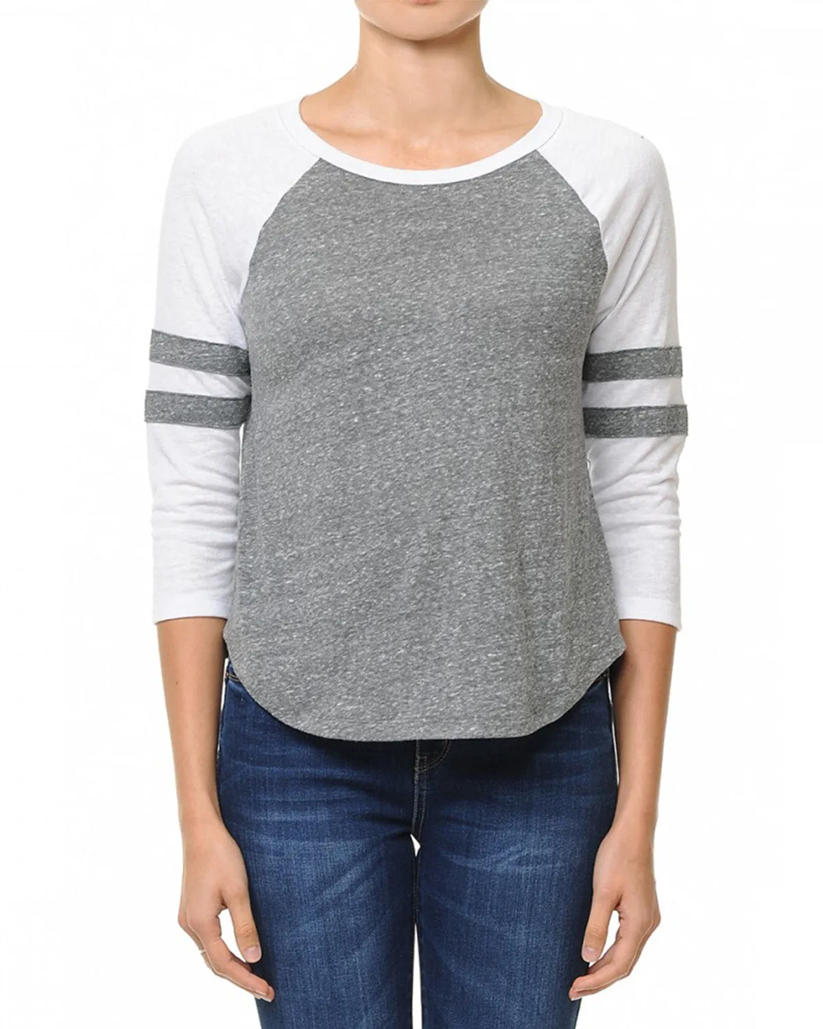 RAGLAN STRIPE 3/4 SLEEVE TEE