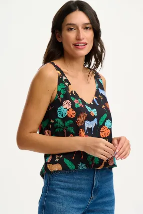 Romy Vest Top (Black Tropical Safari)