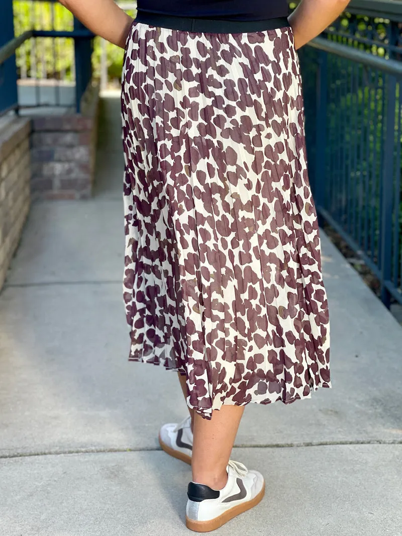 Sanctuary New Pleated Midi Skirt - Chocolate Spots