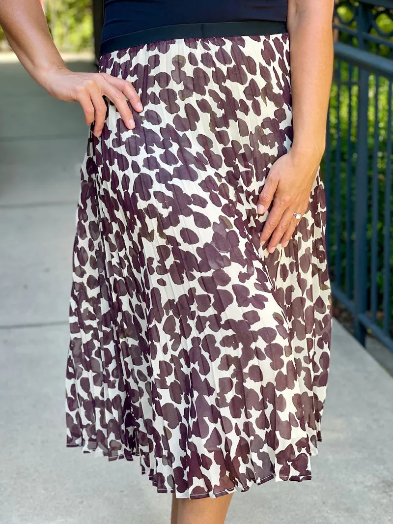 Sanctuary New Pleated Midi Skirt - Chocolate Spots