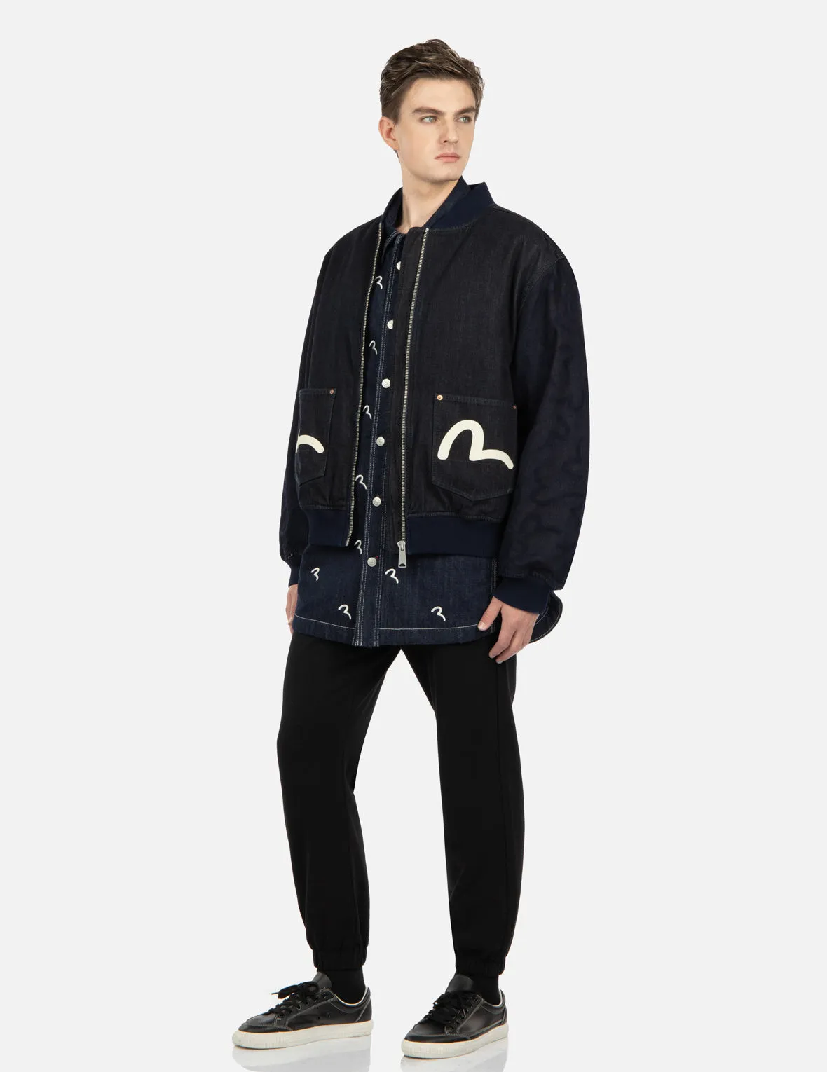 Seagull Jacquard Panelled Bomber Jacket