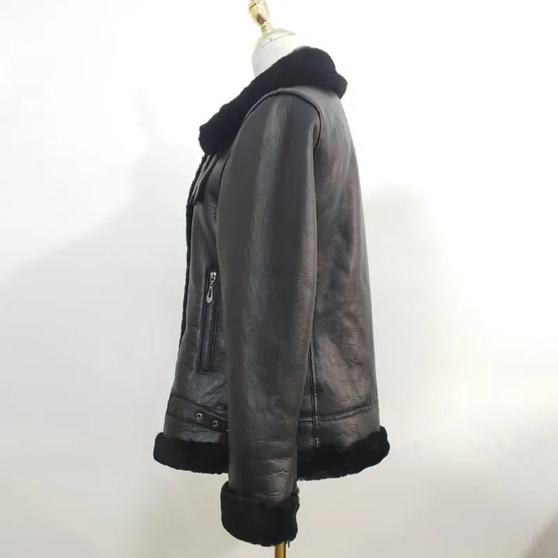 Sheep Shearing Warm Leather Coat