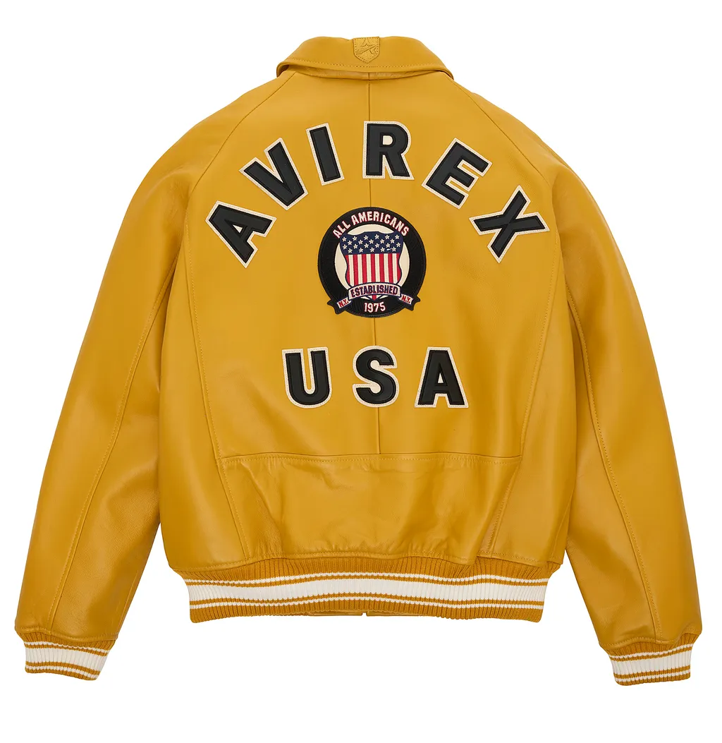 Shop Best High Sale Avirex Fashion Aviator Bomber Mustard Leather Jackets For Sale