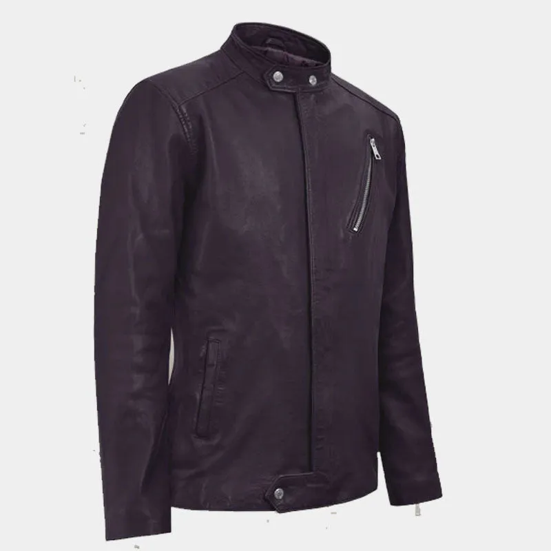 Shop Best Quality Purple Motored Biker Fashion Leather Jacket For Mens