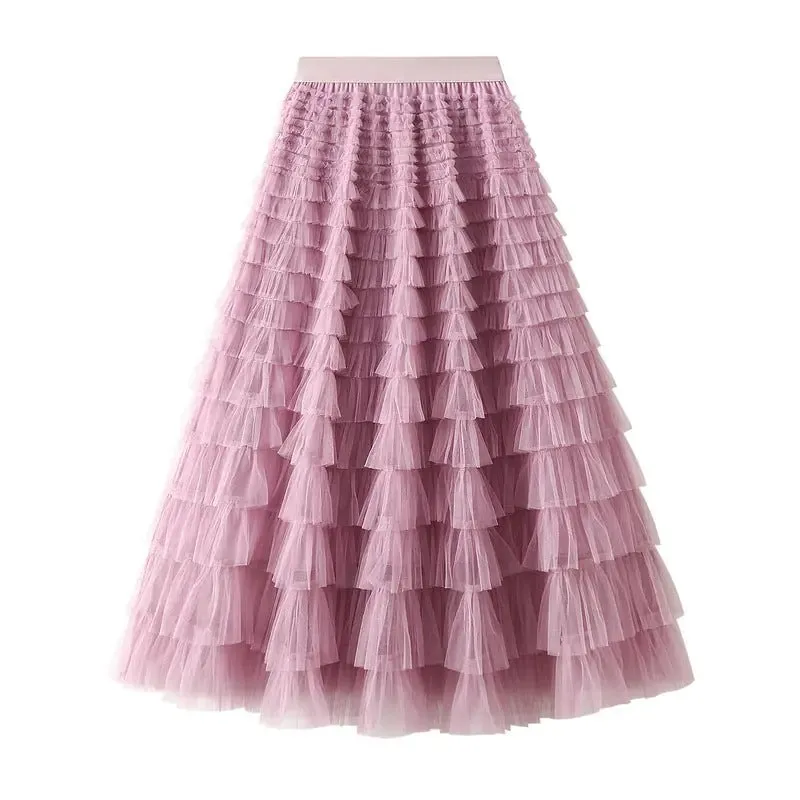 Solid Ball Gown Long Skirt