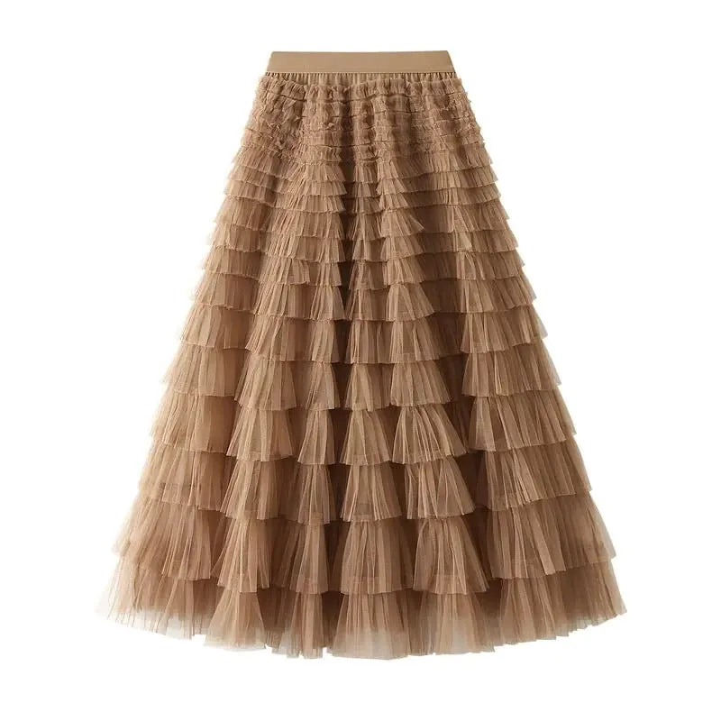 Solid Ball Gown Long Skirt