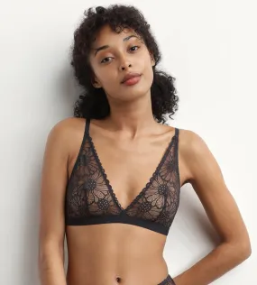 Soutien-gorge triangle en tulle et dentelle Noir Fais-Moi Une Fleur