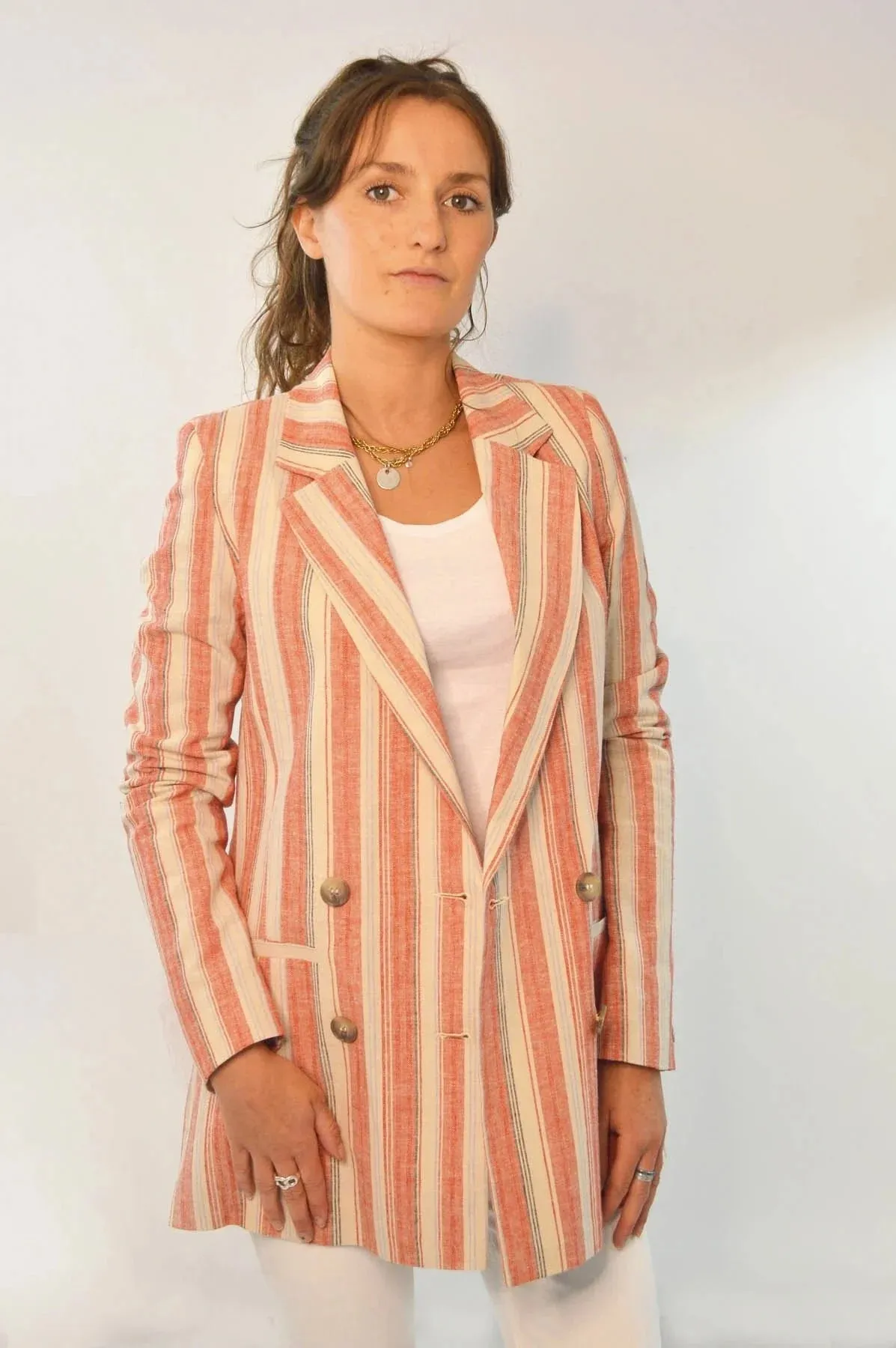 Striped Double Breasted Blazer