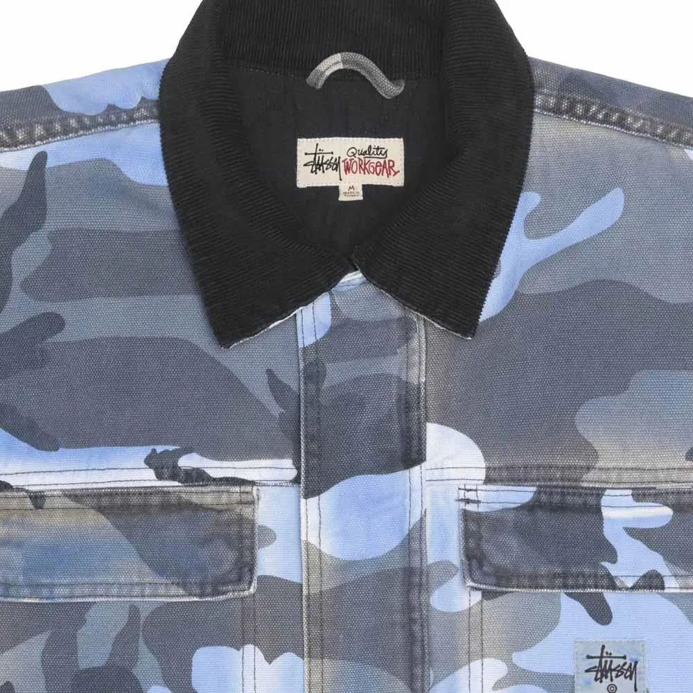 Stussy Spray Dye Canvas Shop Jacket  Blue