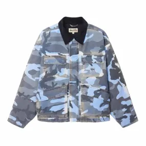 Stussy Spray Dye Canvas Shop Jacket  Blue