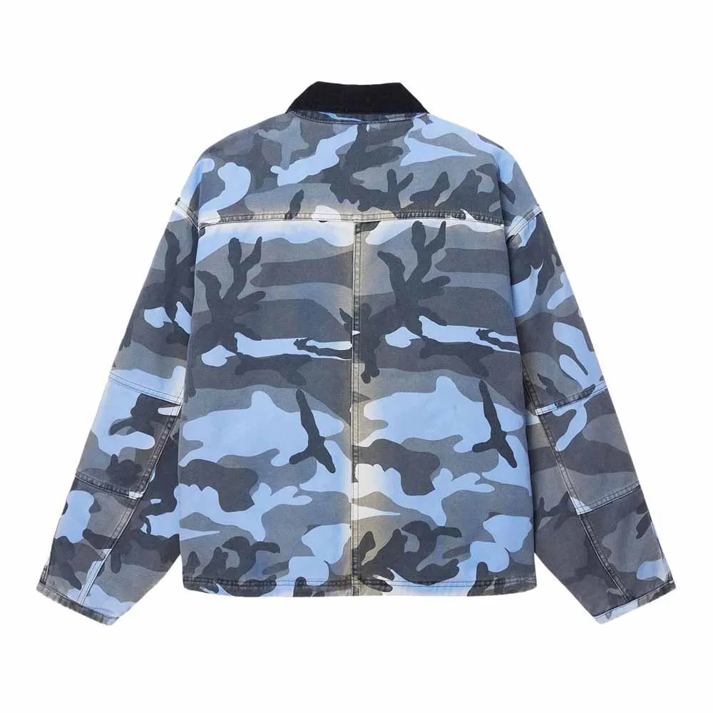 Stussy Spray Dye Canvas Shop Jacket  Blue