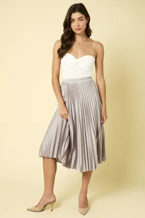 Sunburst Pleated Satin Skirt