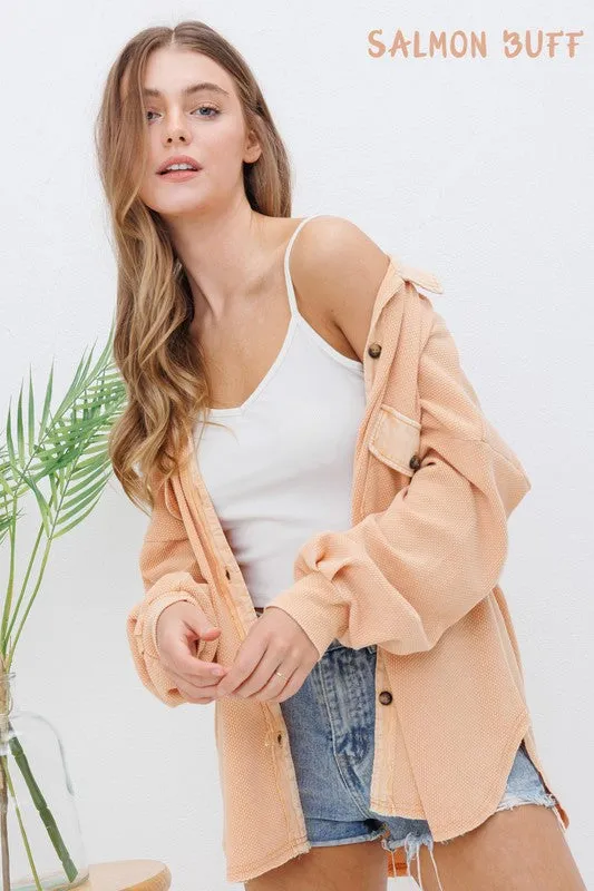 Textured Knit Shirt Jacket