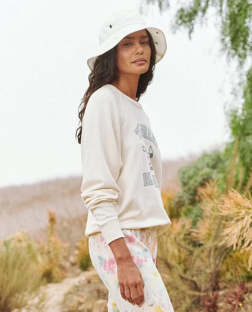 The Great - The College Sweatshirt w/ Blue Jay Graphic in Washed White