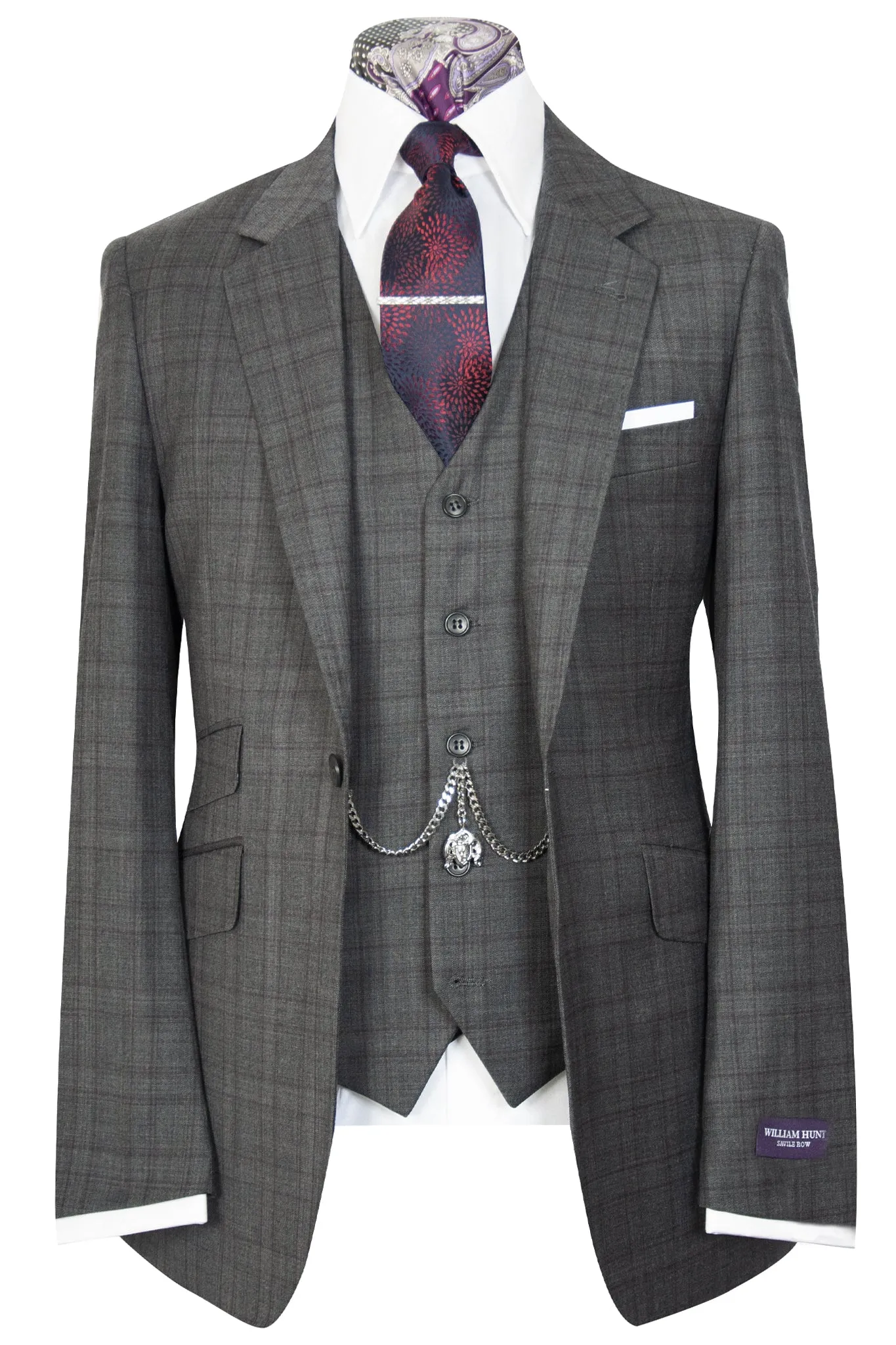 The Hiddleston Purple Label Burgundy Check Suit