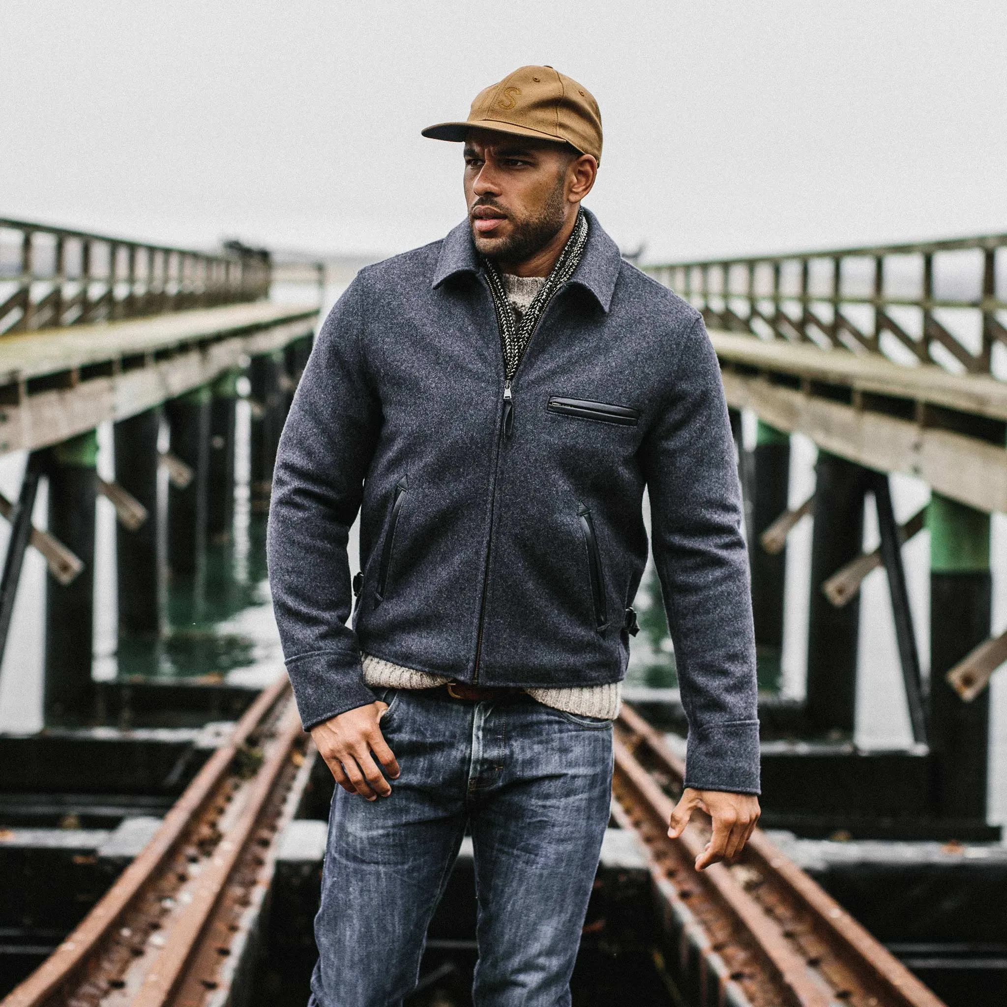 The Monterey Bomber in Navy Wool