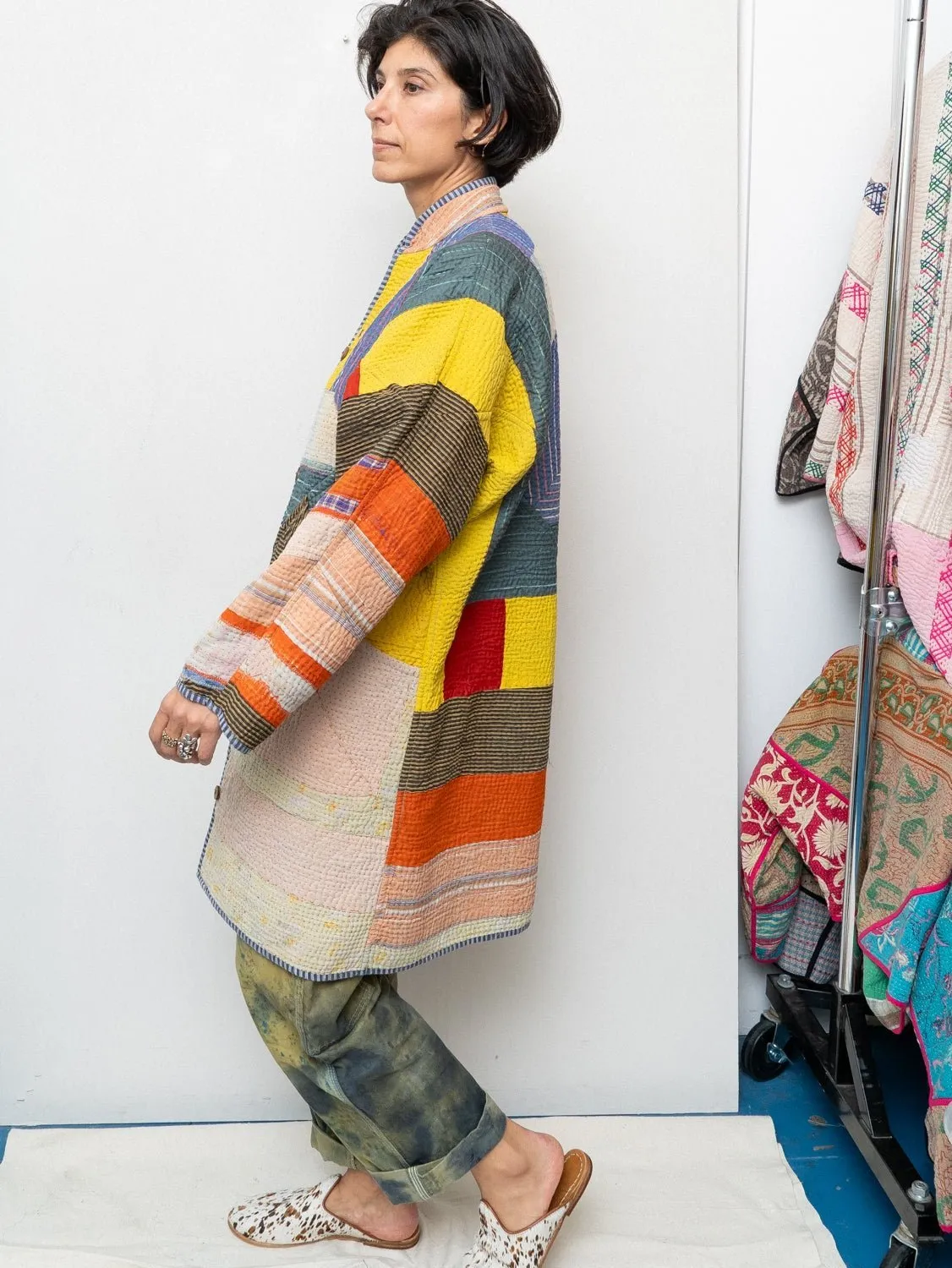 The Sai Quilted Patchwork Kantha Coat