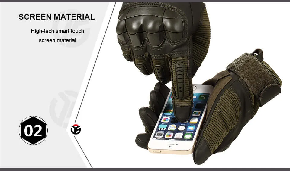 Touch Screen Full Finger Hard Knuckle Tactical Gloves