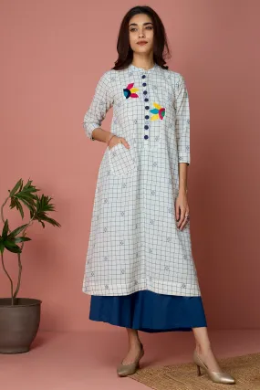 tunic dress - Indigo Bloomfields & Ivory Canvas