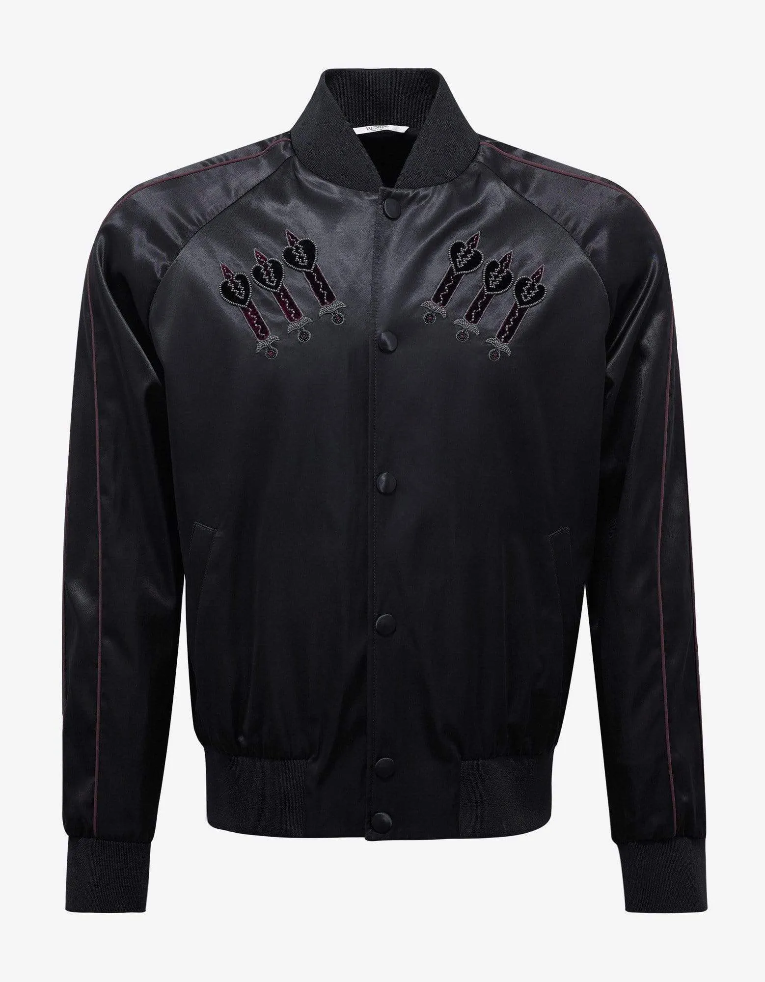 Valentino Garavani Black Loveblade Embroidery Souvenir Jacket