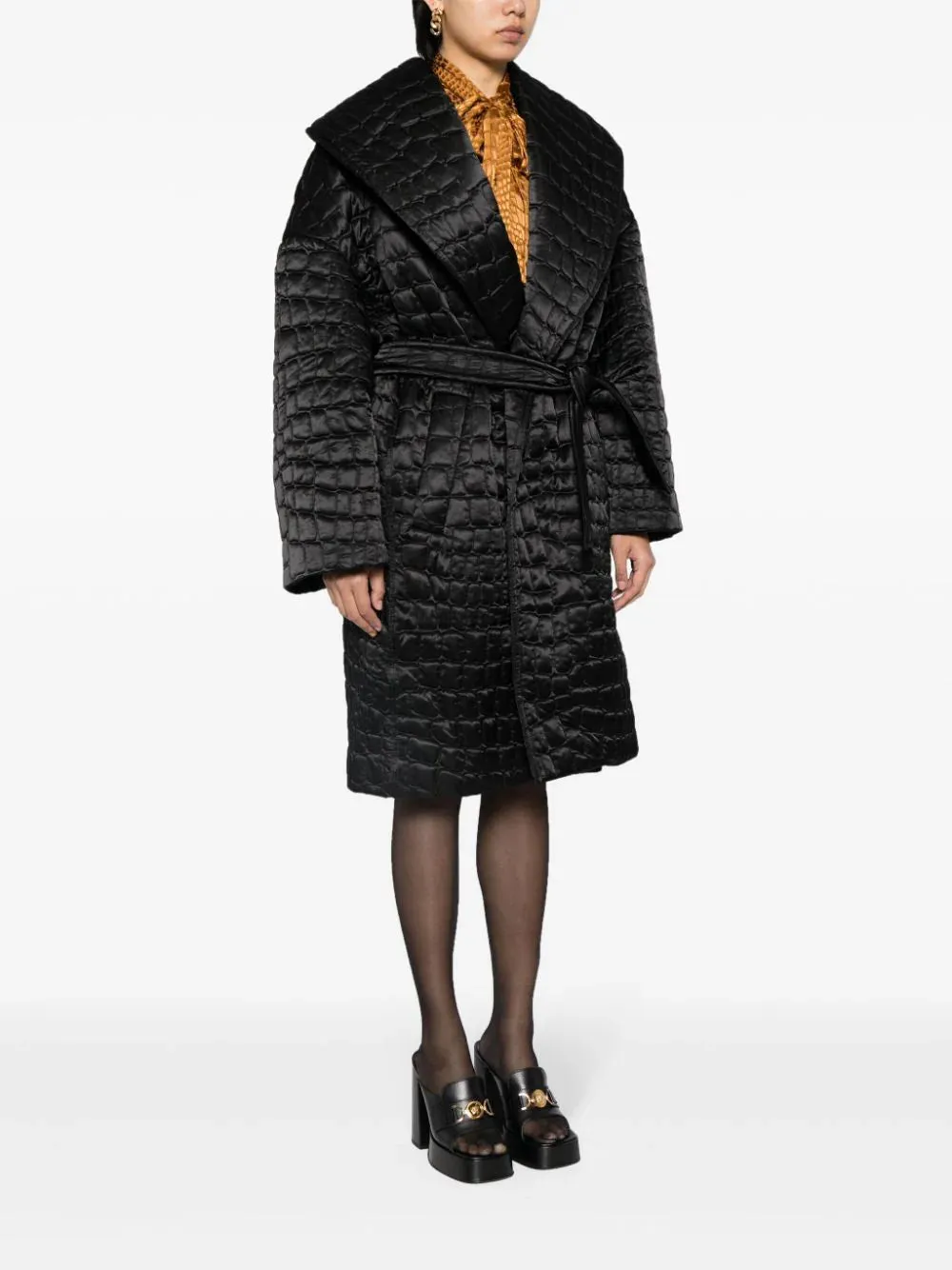 Versace Croc-pattern Quilted Coat