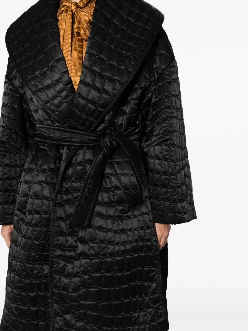 Versace Croc-pattern Quilted Coat