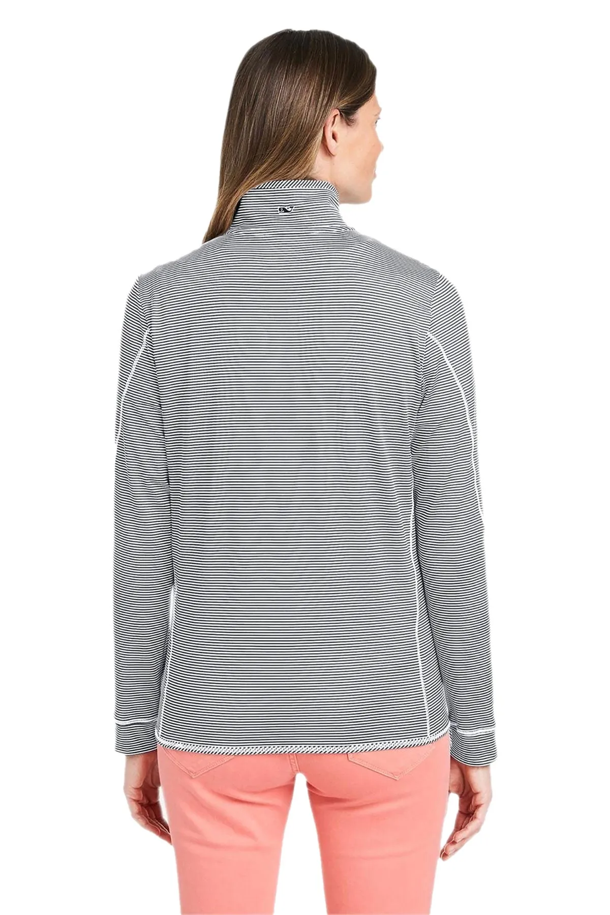 Vineyard Vines Custom Ladies Microstripe Sankaty Half-Zips, Gray Heather Cap