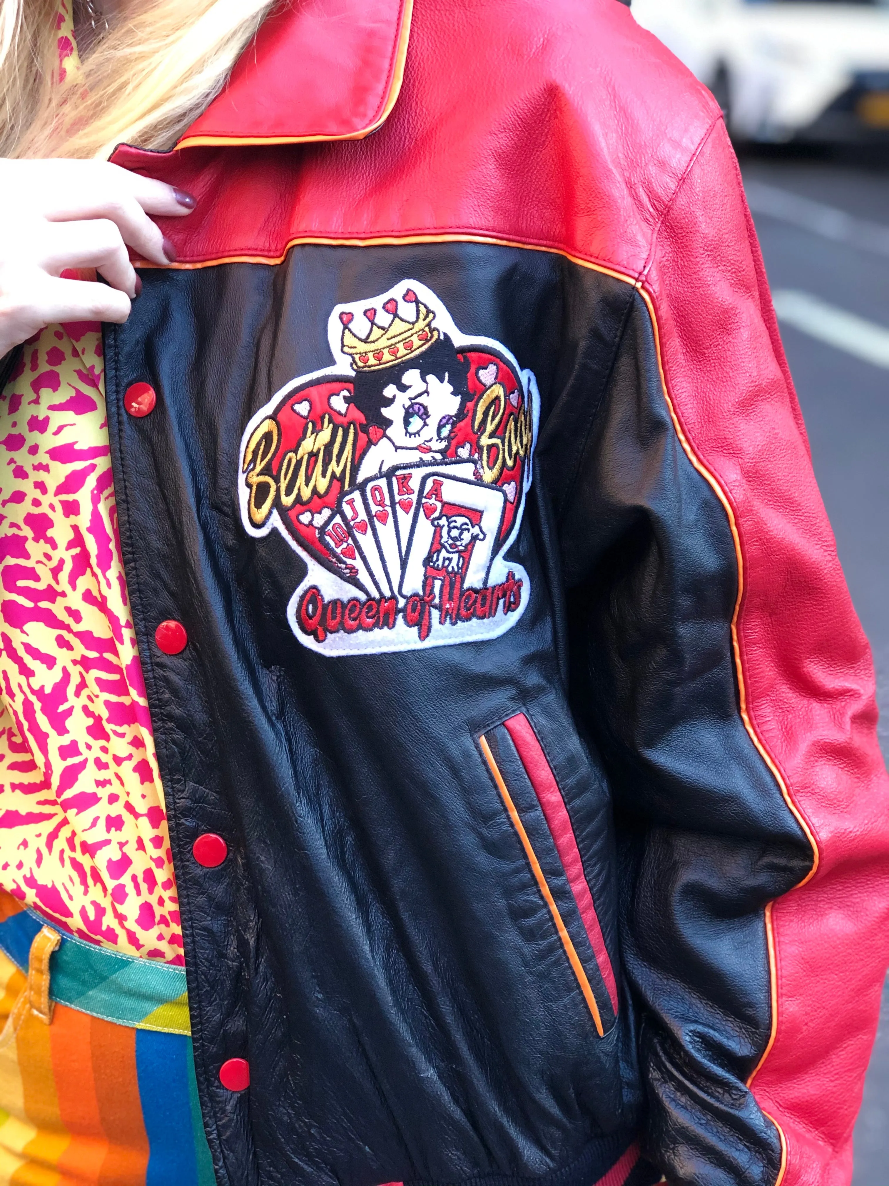 Vintage 80s Leather Betty Boop Bomber Jacket