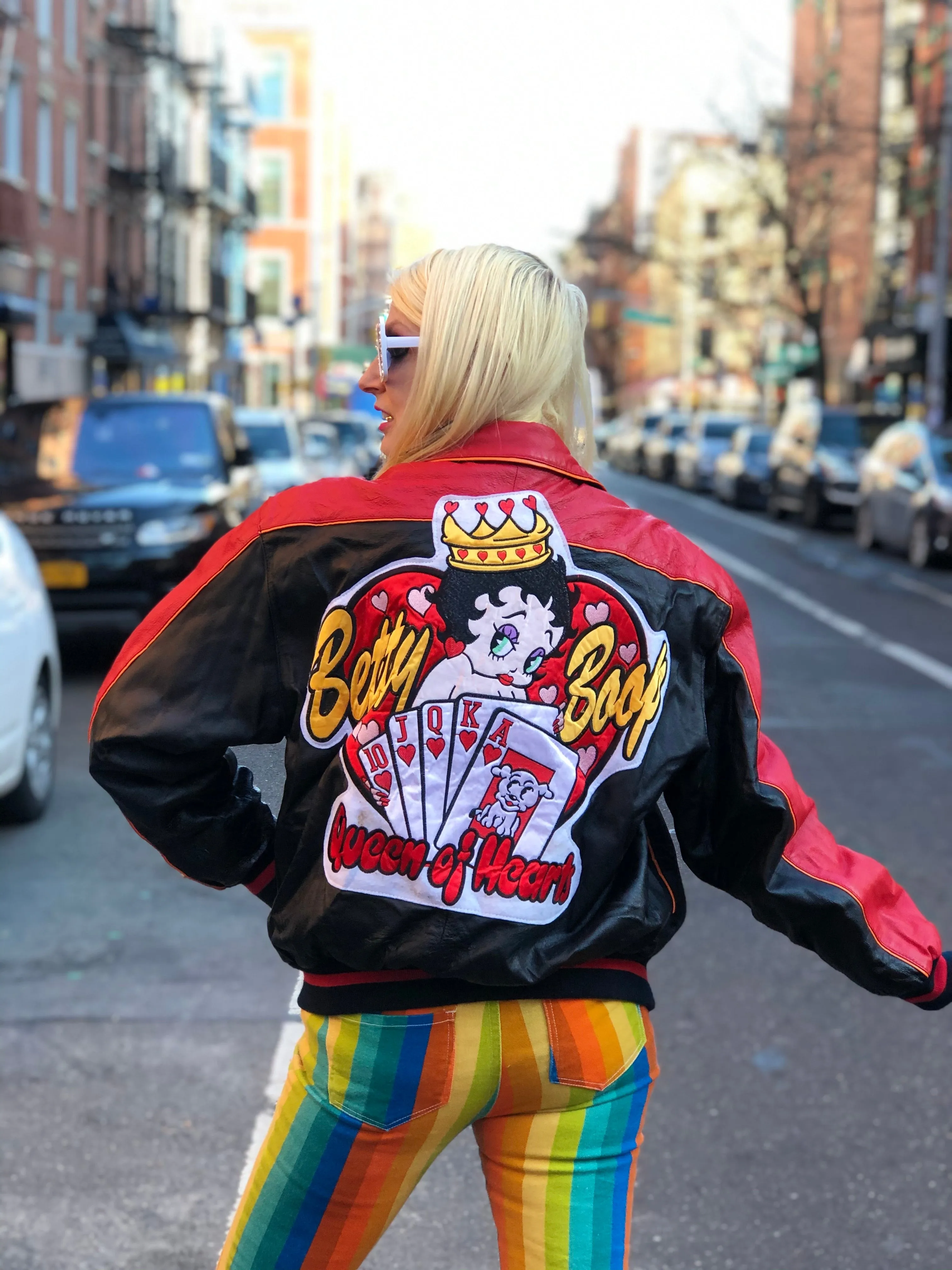 Vintage 80s Leather Betty Boop Bomber Jacket