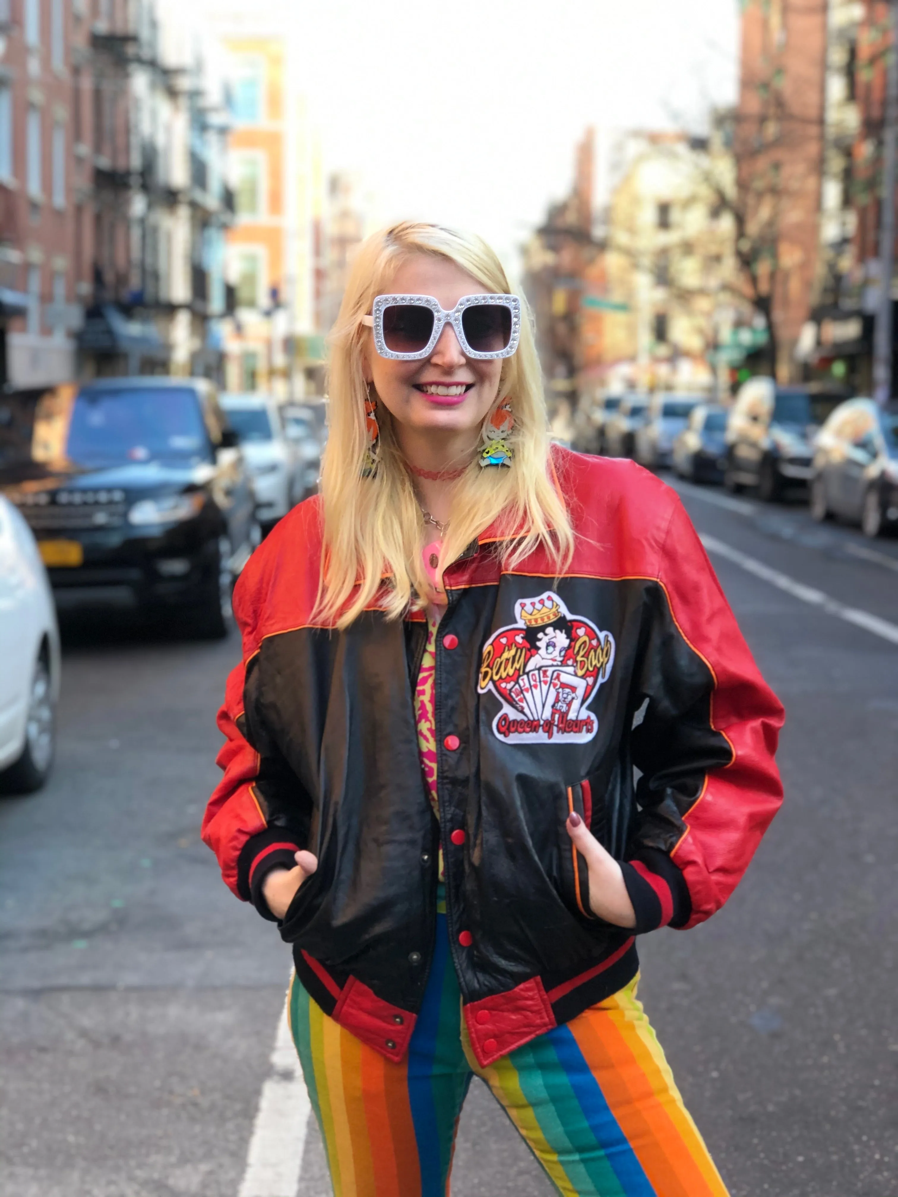 Vintage 80s Leather Betty Boop Bomber Jacket