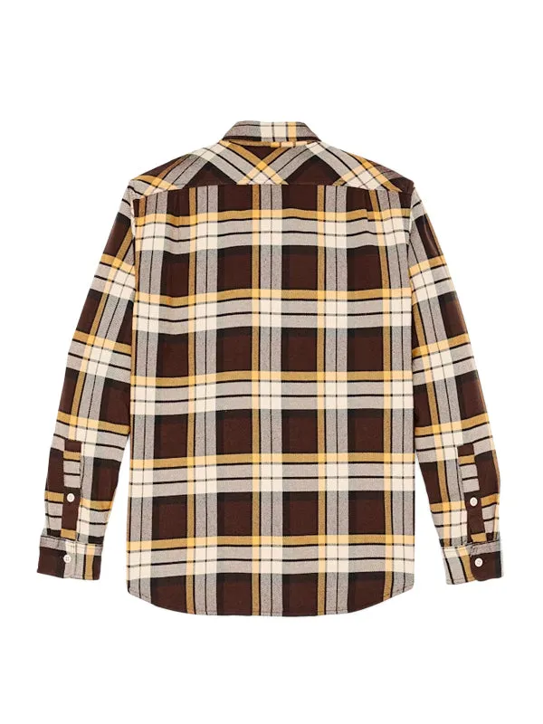 Vintage Flannel Work Shirt: Brown/Yellow Multi