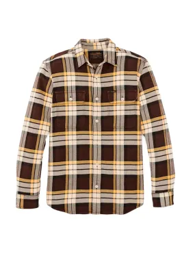 Vintage Flannel Work Shirt: Brown/Yellow Multi