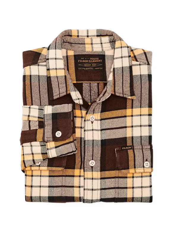 Vintage Flannel Work Shirt: Brown/Yellow Multi