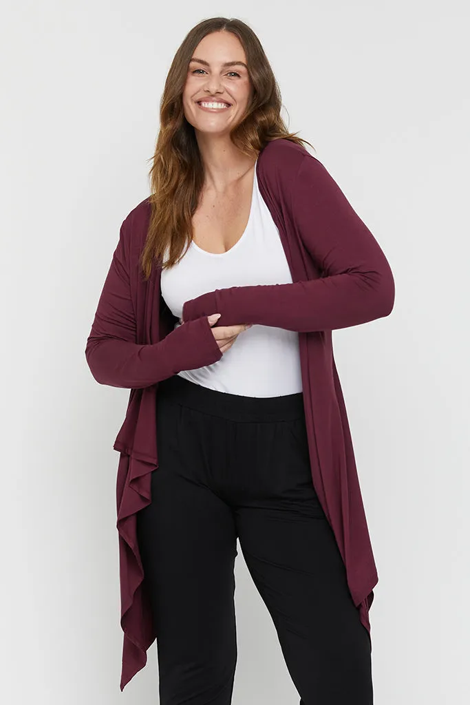 Waterfall Cardigan - Burgundy