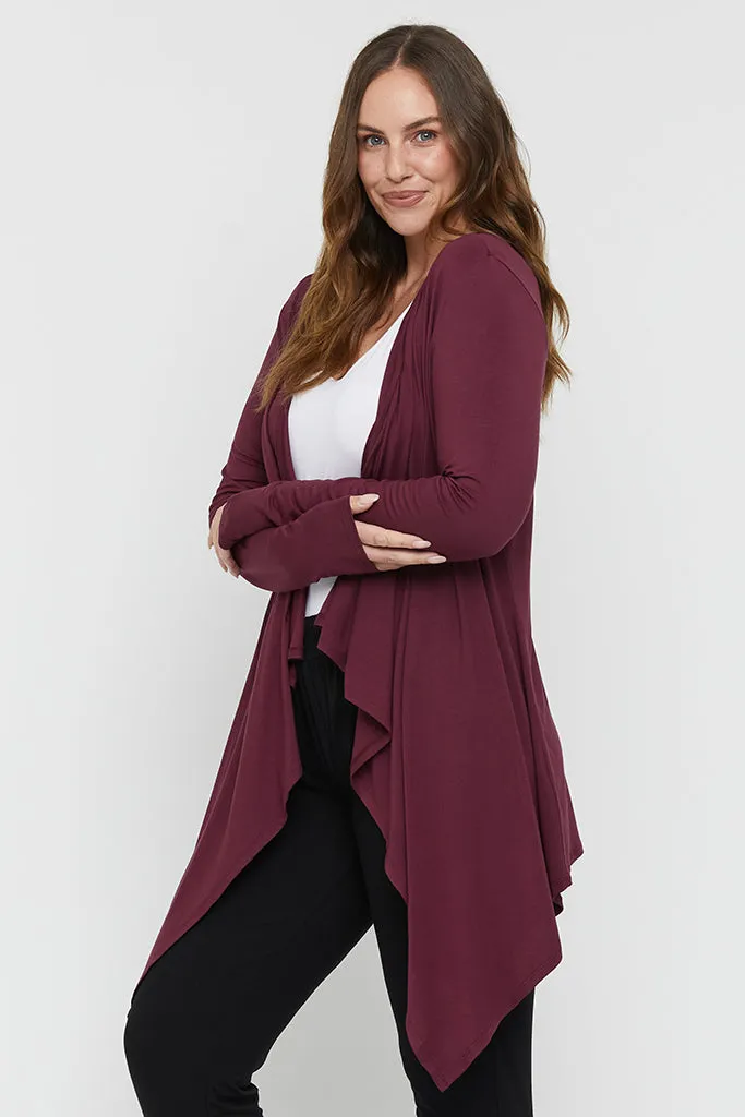 Waterfall Cardigan - Burgundy