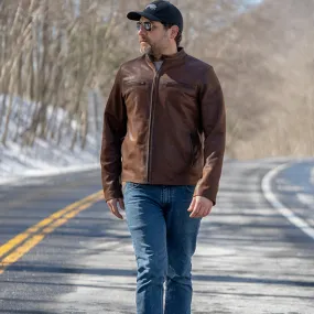 WHEELER PEAK RACER LEATHER JACKET - ANTIQUED RUST