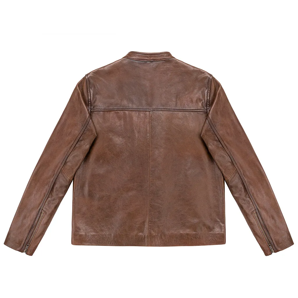 WHEELER PEAK RACER LEATHER JACKET - ANTIQUED RUST