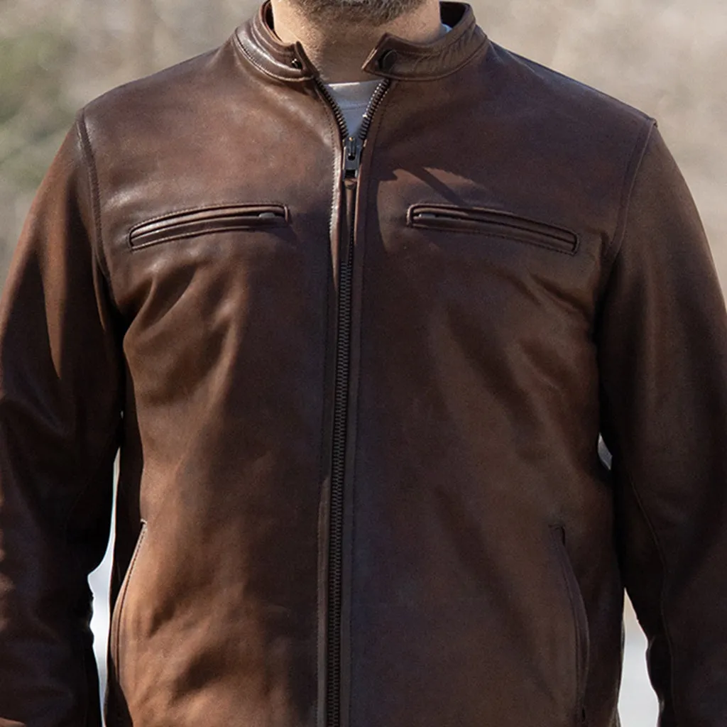 WHEELER PEAK RACER LEATHER JACKET - ANTIQUED RUST