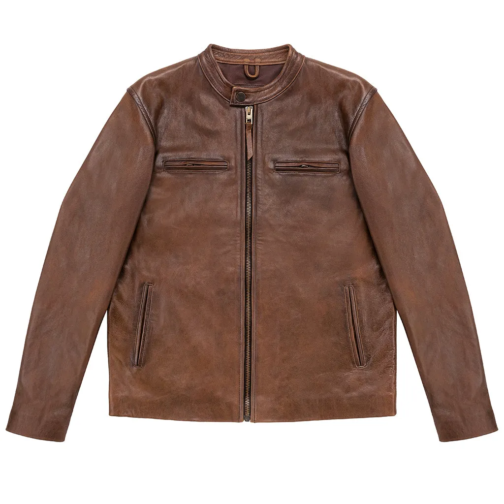 WHEELER PEAK RACER LEATHER JACKET - ANTIQUED RUST