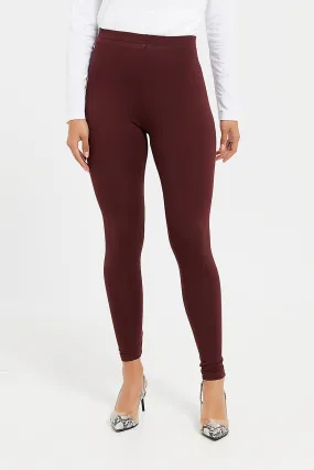 Women Burgundy Legging