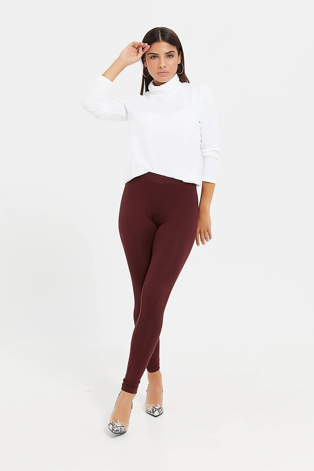 Women Burgundy Legging