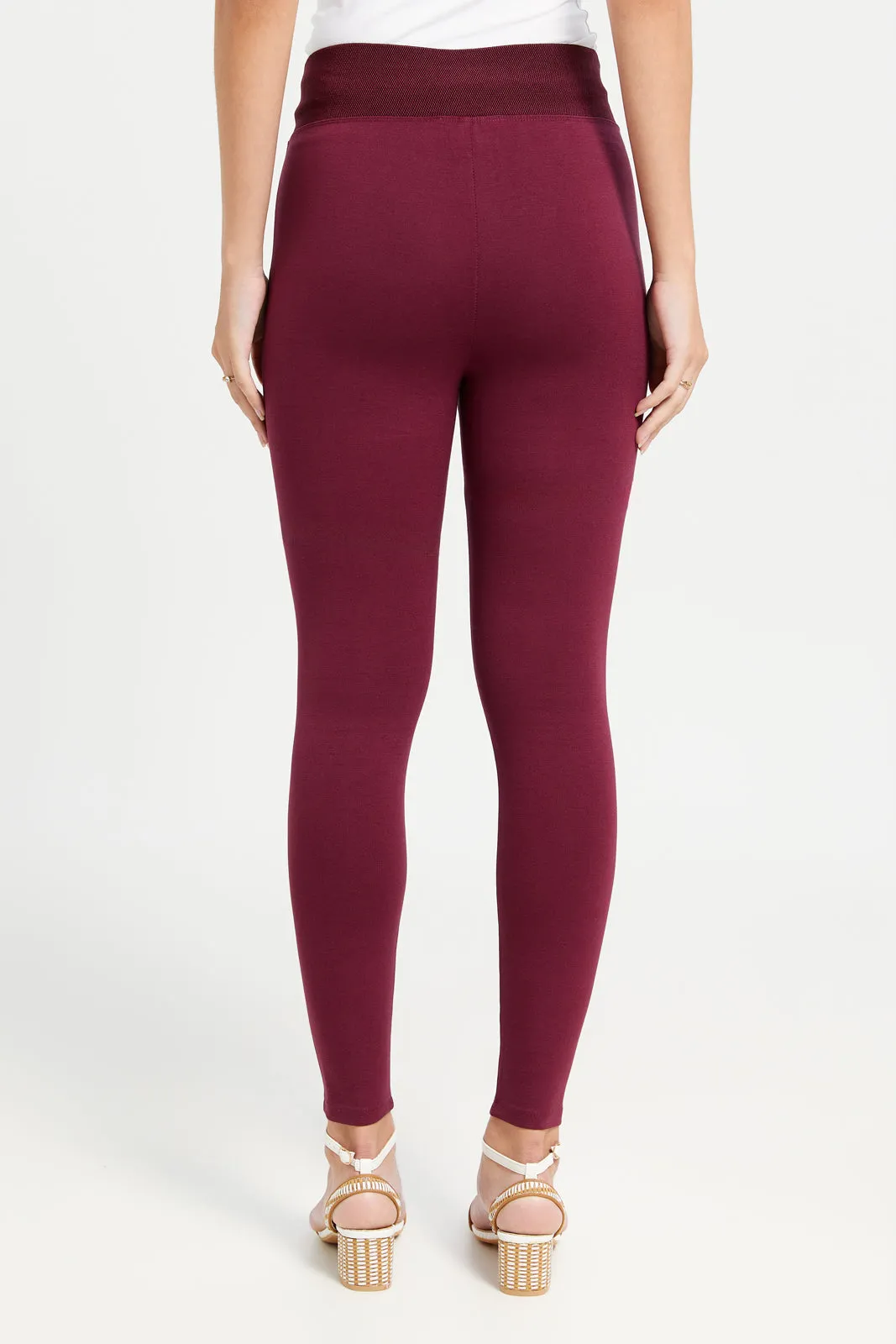 Women Burgundy Leggings