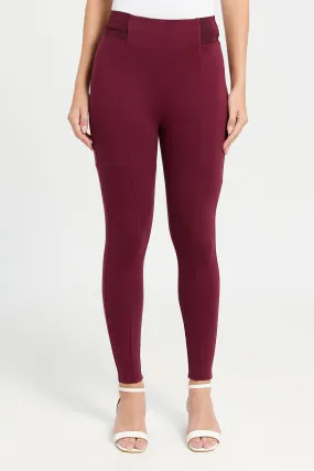 Women Burgundy Leggings