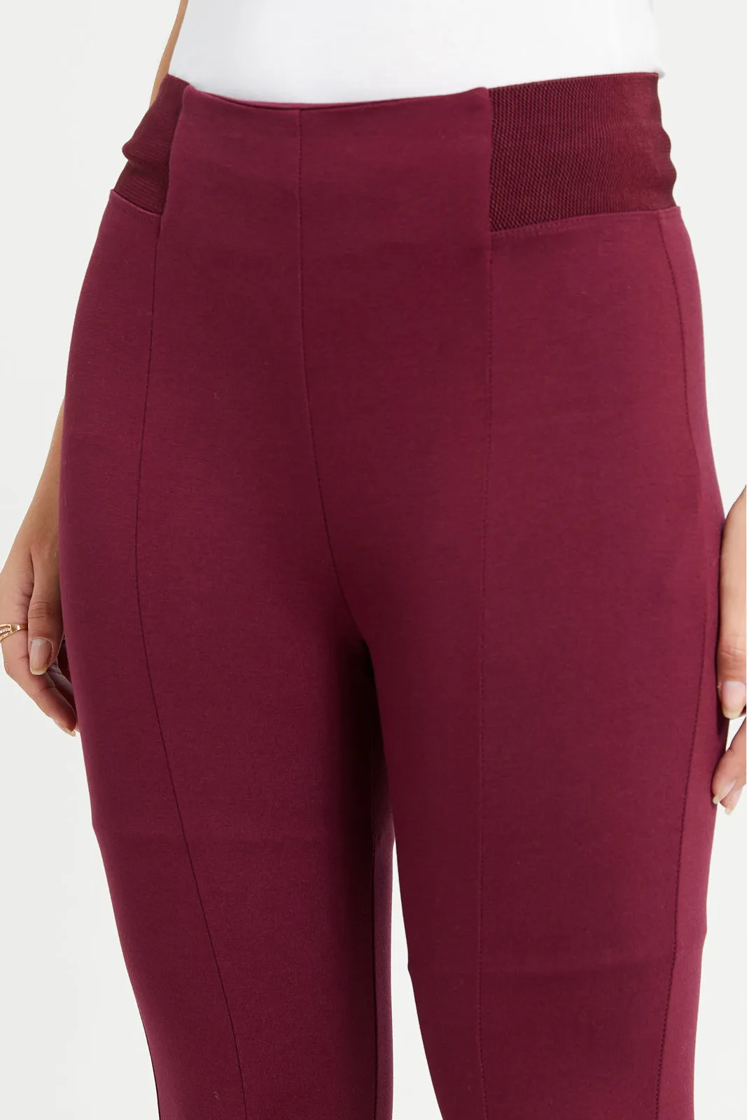 Women Burgundy Leggings