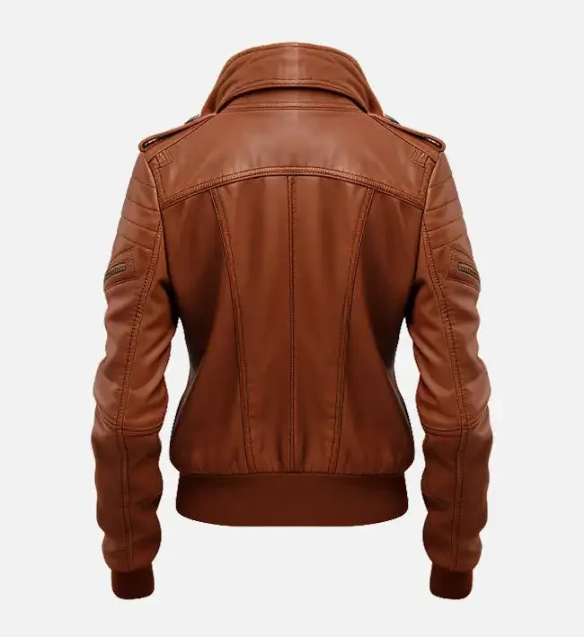 Women’s Brown Vintage Bomber Leather Jacket