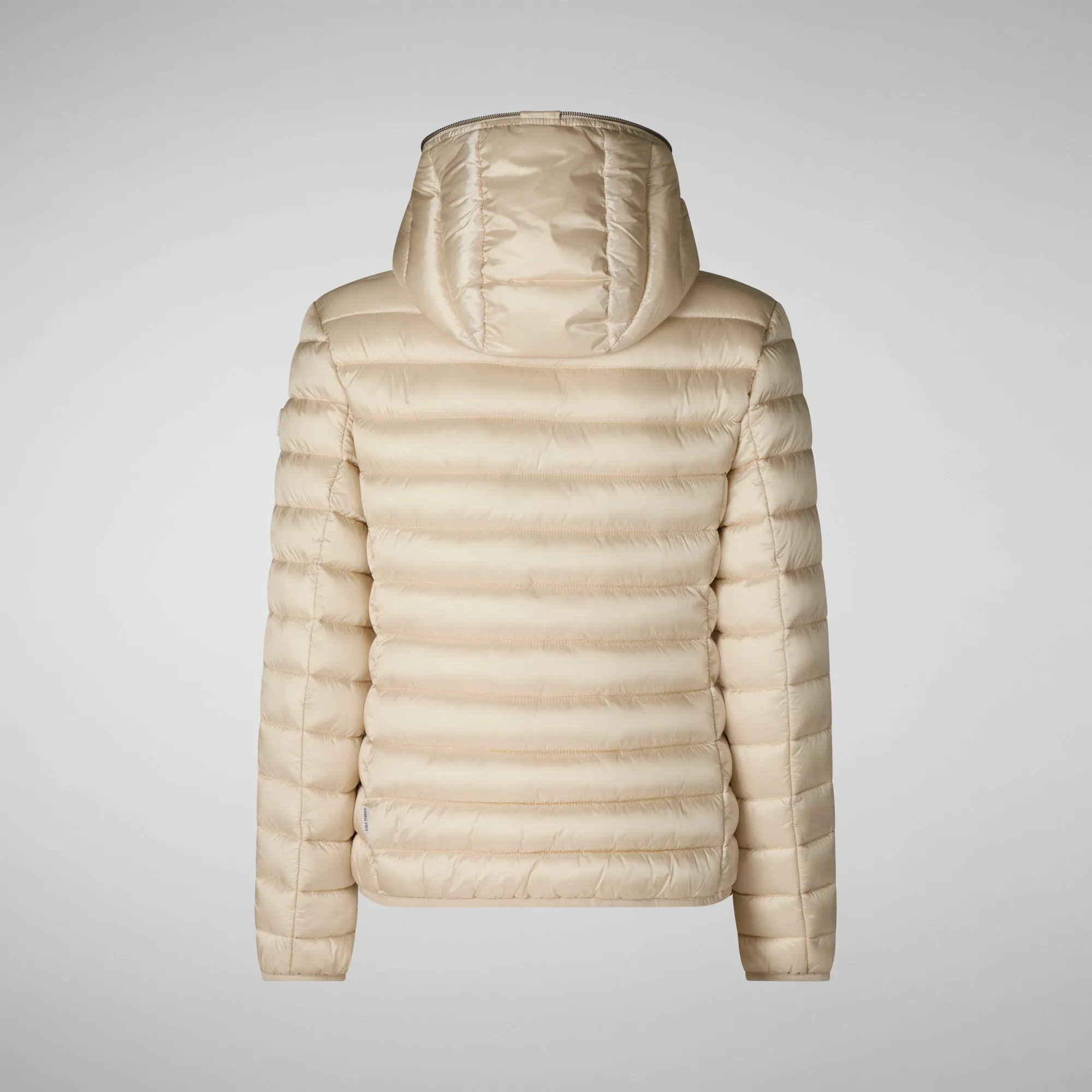 Women's Hooded Animal free Puffer Jacket Alexis in Shore Beige