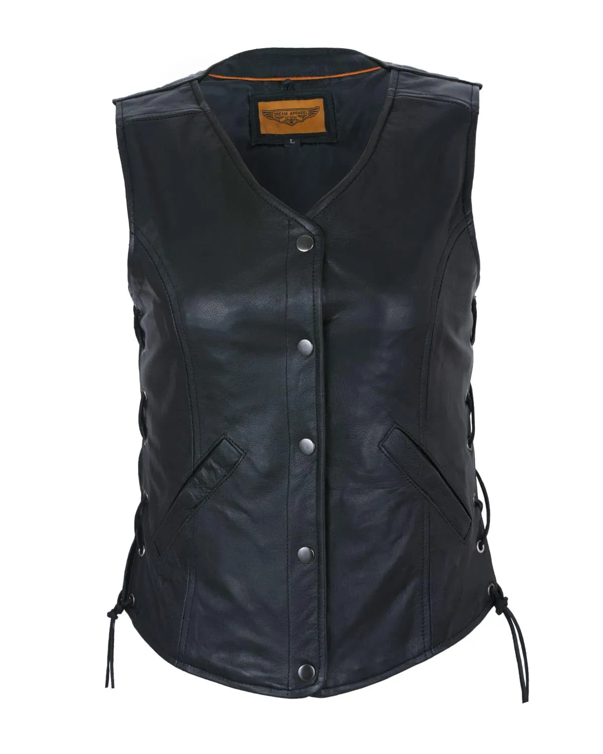 Womens Leather Vest With Concealed Carry & Side Laces