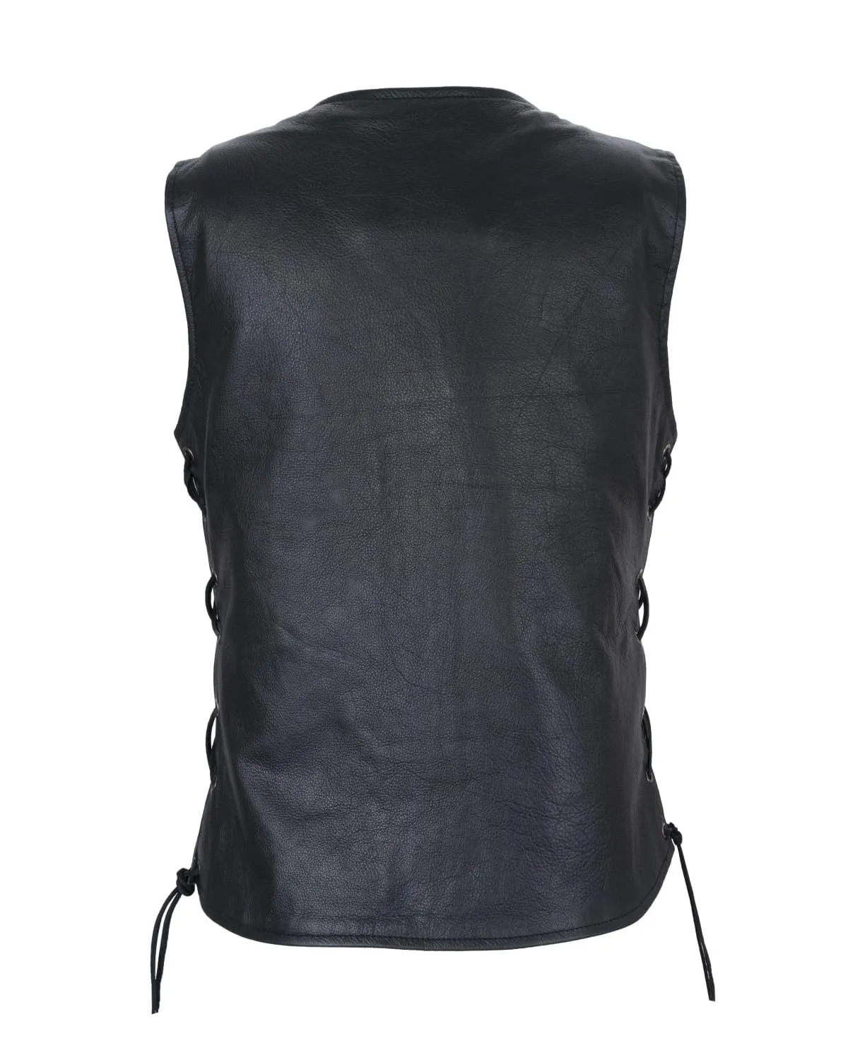 Womens Leather Vest With Concealed Carry & Side Laces