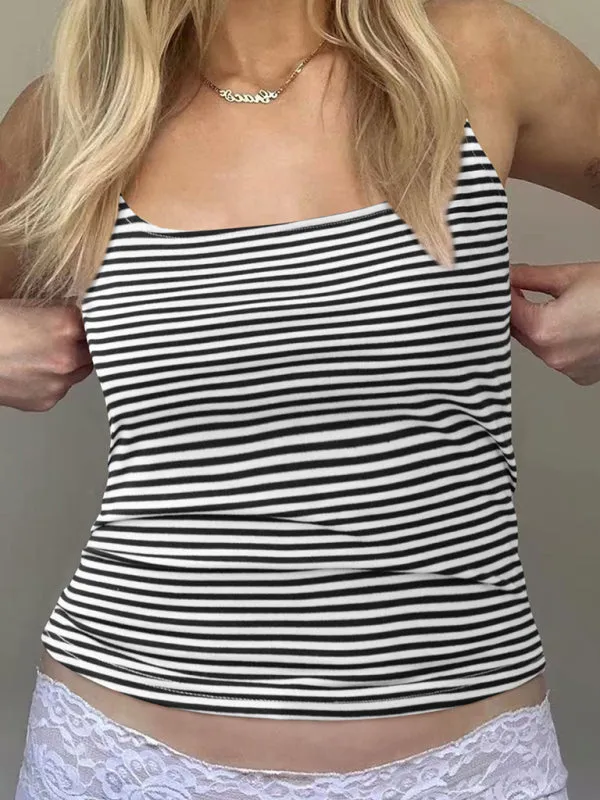 Women's Pink Striped Fitted Cami Top