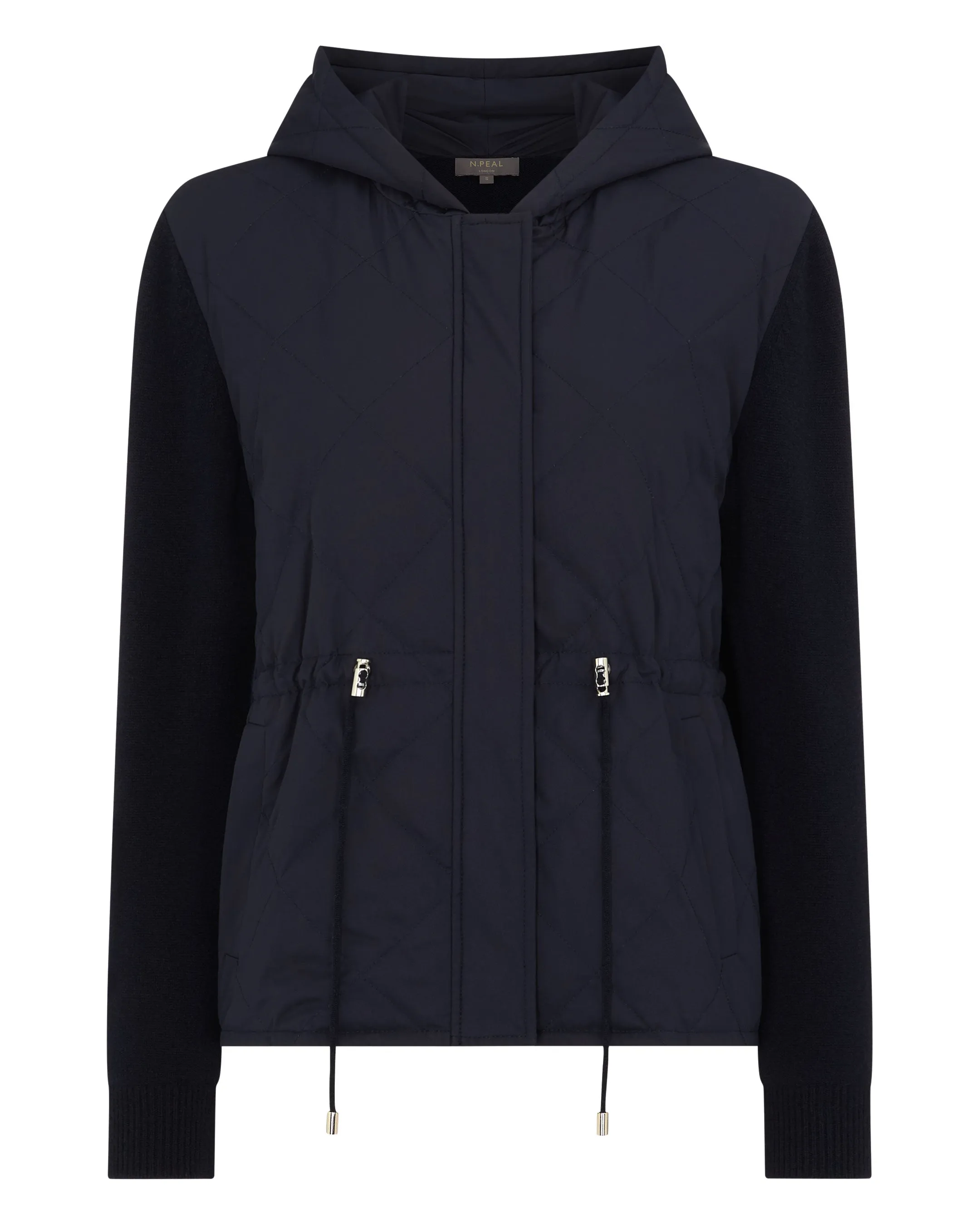 Women's Quilted Woven Mix Cashmere Jacket Navy Blue